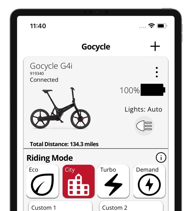 GocycleConnect app Modes